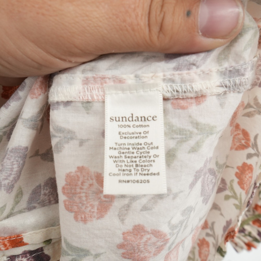 Sundance Ashton Floral Drape Top M Cream Orange Boho Ruffle Neck Cotton Top - Picture 3 of 10